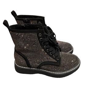 Madden Girl Rhinestone Studded Kurrt Combat Boots - size 7M